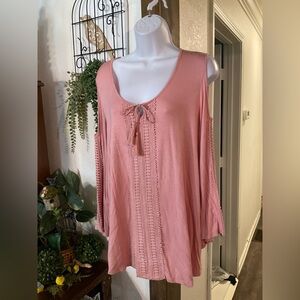 Hannah Pink Cold Shoulder Blouse